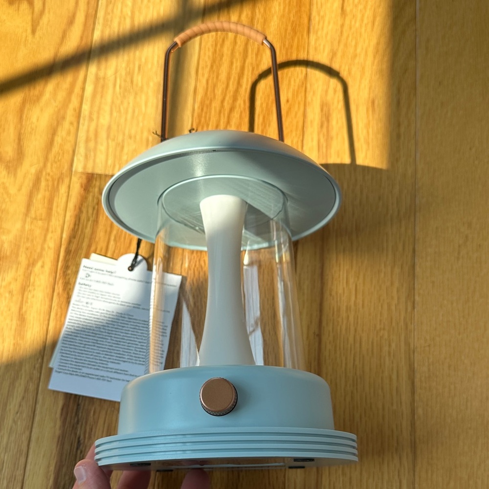 Hearth & Hand Blue Lantern with Copper Accent